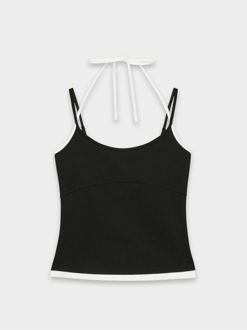 Aritzia Black Cami with White Halter Tie
